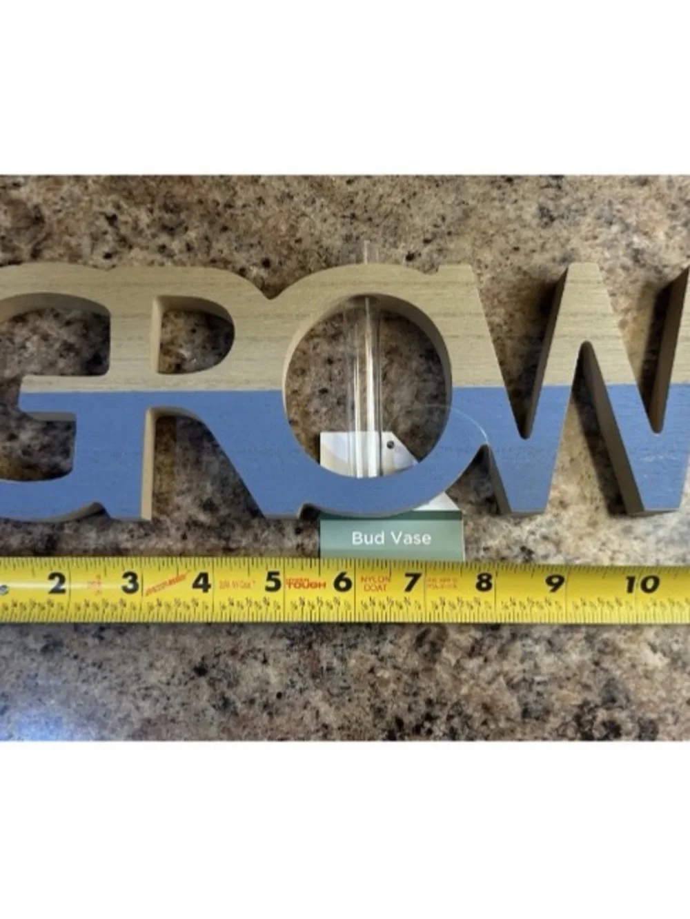 Wooden 3D Plant Bud Vase Plant Holder 11” X 4” “Grow” New With Tag